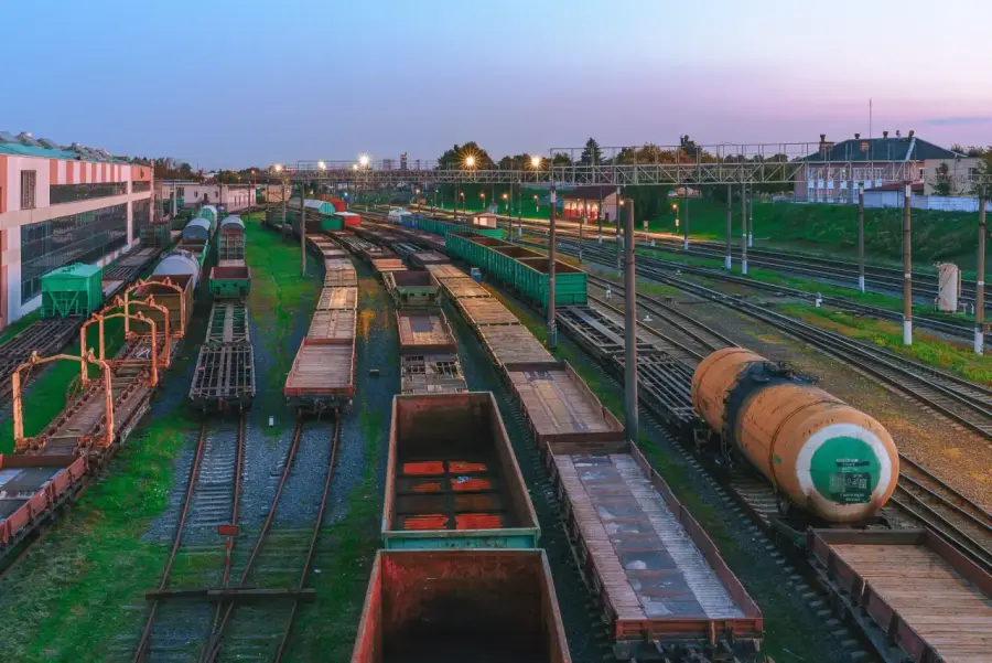 A freight train carrying containers
