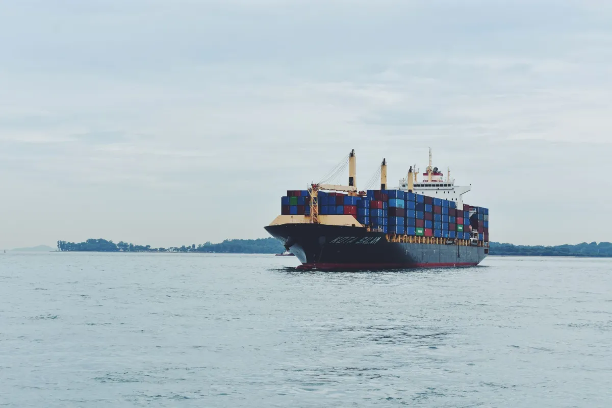 A container ship at sea